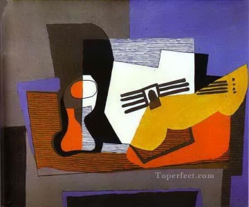 Abstracto famoso Painting - Bodegón con guitarra 1921 cubista